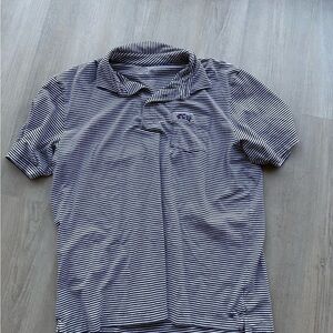 Peter Millar TCU Striped Polo Shirt - Purple and White